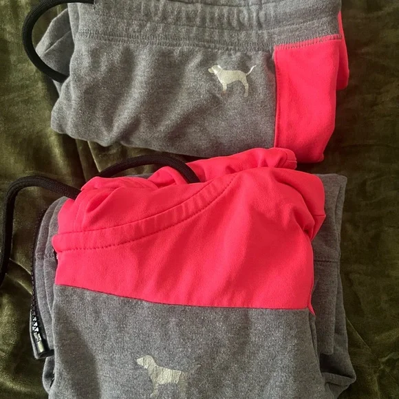 PINK Victoria's Secret Gray Hoodie with Hot Pink Accents - Picture 2 of 5